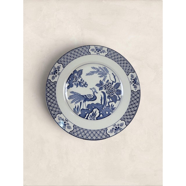 1910s Antique English Wood & Sons "Yuan" Blue & White Transferware Dinner Plates, Set of 5 For Sale - Image 5 of 16