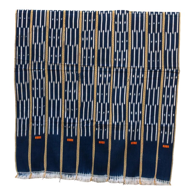 Vintage Baoule African "Bandama Ochre" Ikat Throw For Sale