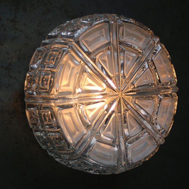Mid-Century Wall or Ceiling Lamp. Metal base, clear glass with mat glass parts 1960-1970 1x E27 / E26 Up to 250V...