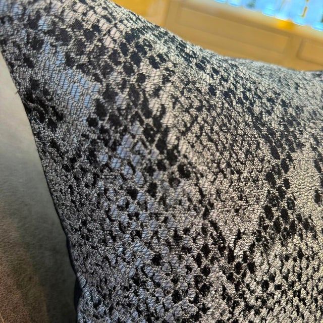 Dark Snakeskin Woven Cushion Cover For Sale In Los Angeles - Image 6 of 12