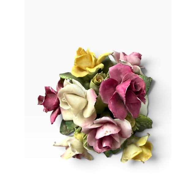 English Vintage Crown Staffordshire Floral Bouquet, Fine Bone China, Green Bowl, England For Sale - Image 3 of 6