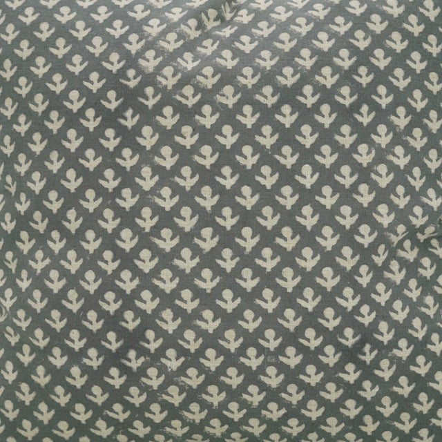 Textile Fabdivine Handmade Block Print Linen Blend Throw Pillow Cover 14x14 – Hariyali Green Floral Design For Sale - Image 7 of 9