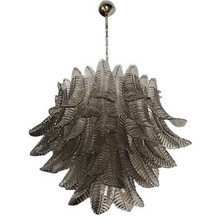 Italian Three-Tier Smoked Felci Glass Chandelier, 1990 For Sale