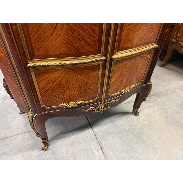 French Louis XV Bronze Mounted Rosewood Marble Top Cabinet Adjustable Shelves For Sale In Philadelphia - Image 6 of 14