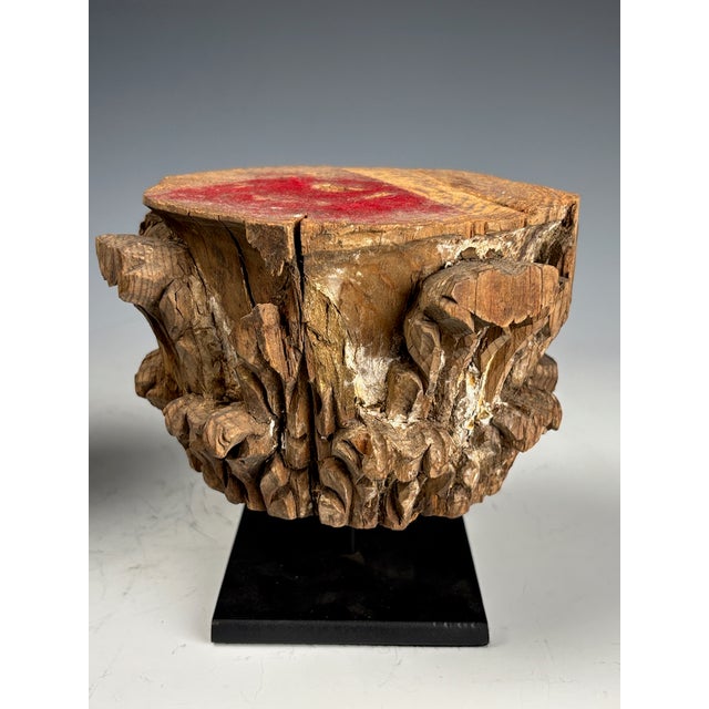 Wood Antique Carved Wooden Corinthian Capitals, 1880, Set of 2 For Sale - Image 7 of 16