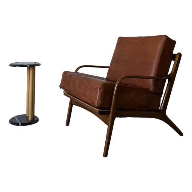 1950’s Mid Century Adrian Pearsall Style Lounge Danish Leather Chair - Made in DenMark For Sale