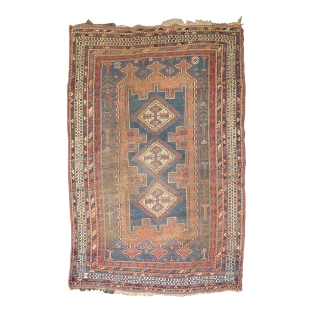 Worn Tribal Afshar Rug, 4'5'' X 6'4'' For Sale