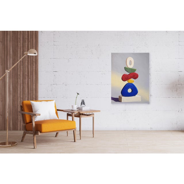 Contemporary 2026, Contemporary Painting on Canvas, Primary Tones Totem, For Sale - Image 3 of 9