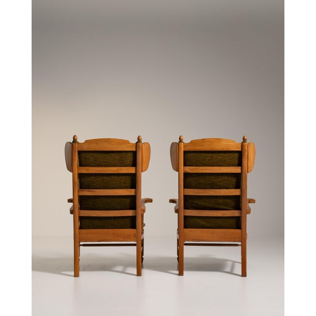 1970s Brown Wood Pair of Lounge Chairs For Sale - Image 14 of 16