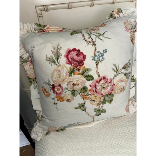 Textile 1990s Set of Three Lee Jofa Weston Floral Linen Pillows For Sale - Image 7 of 10