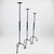 2020s Hand Forged Iron Candelabra Set of 3 (90-110cm) Antique Copper Finish Segmented Ring Node Floor Set For Sale - Image 5 of 6
