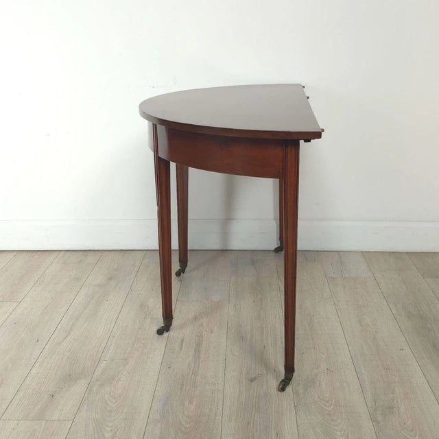 Traditional Georgian Demilune Table, England Circa 1800 For Sale - Image 3 of 9