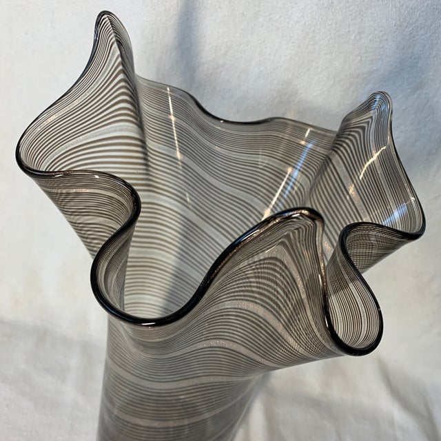 Glass Dino Martens Murano Art Glass Vase - Handkerchief Style 12” For Sale - Image 7 of 8