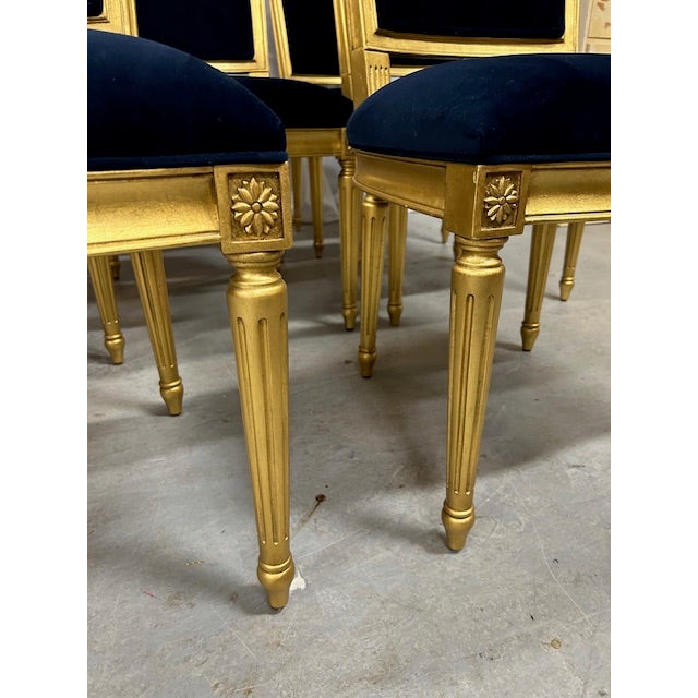 Early 21st Century 21st Century Louis XVI Style Gold Gilded Ethan Allen Chairs, Set of 8 For Sale - Image 5 of 16
