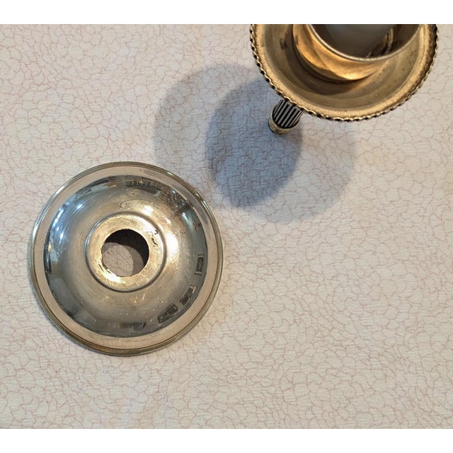 Vintage French Argand Style Bouillotte Chandelier Five Light Etched Glass For Sale - Image 11 of 15