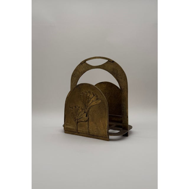 Floral Brass Magazine Rack, 1920s For Sale - Image 4 of 9