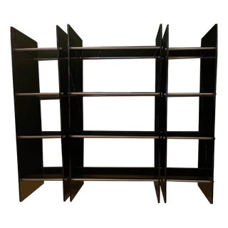 Vintage Metal and Smoked Glass Bookcases, 1970s, Set of 3 For Sale