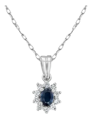 Oval Diamond Halo Necklace 14k White Gold