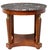 French Empire style flamed mahogany table, early 20th c., having circular marble top, rising on squared and tapered...