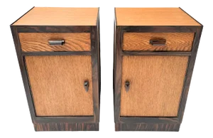 Art Deco Modernist Nightstands, 1920s, Set of 2