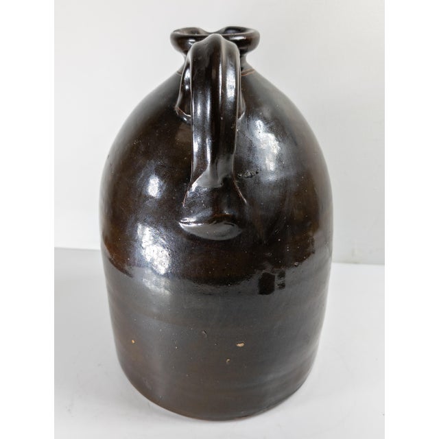 Ceramic 19th Century American Stoneware Albany Slip Glaze Jug, w.m.e. Warner West Troy For Sale - Image 7 of 11