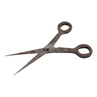 Folk Art Giant Metal Scissors Industrial Store Display Sign, circa 1950 For Sale