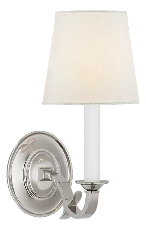 Thomas O'Brien for Visual Comfort Signature Channing Single Sconce in Polished Nickel with Linen Shade