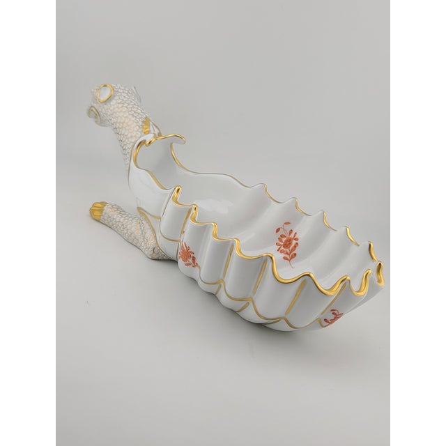 2000 - 2009 Rare Herend Hand Painted Dragon Dish #7760 - 11 1/4" Long Hand Signed by Artist Vecsey Tamas For Sale - Image 5 of 14