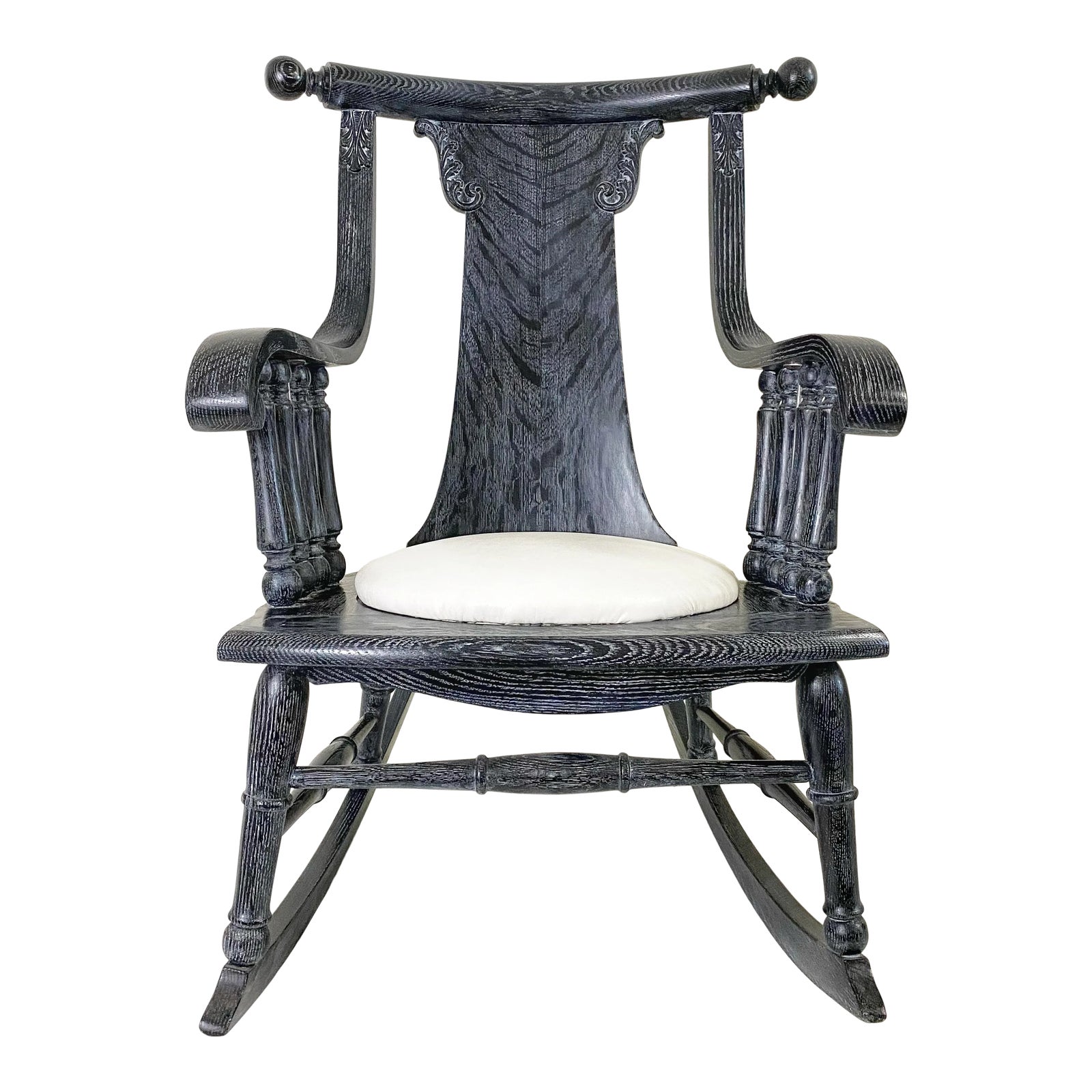 Antique Cerused Tiger Oak Rocking Chair | Chairish