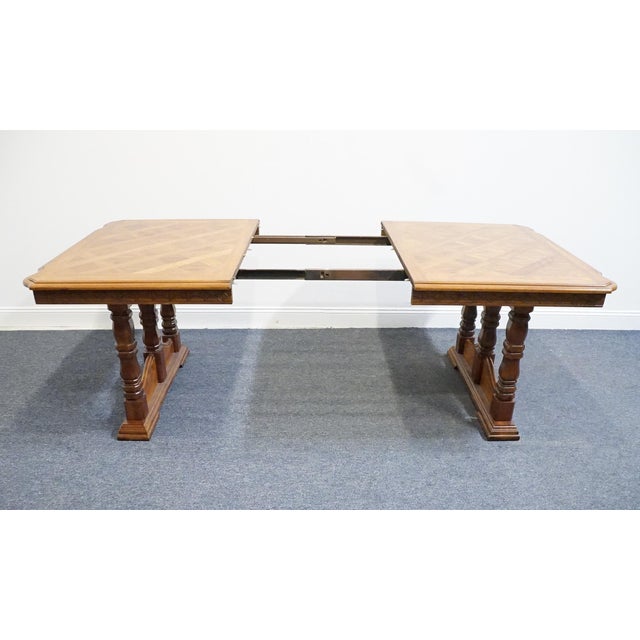 Singer Furniture Golden Oak Mediterranean 90" Double Pedestal Dining Table For Sale In Kansas City - Image 6 of 14