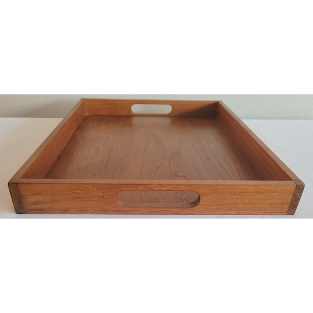Mid-Century Modern Vintage Danish Modern Solid Teak Serving Tray by Kalmar For Sale - Image 3 of 5