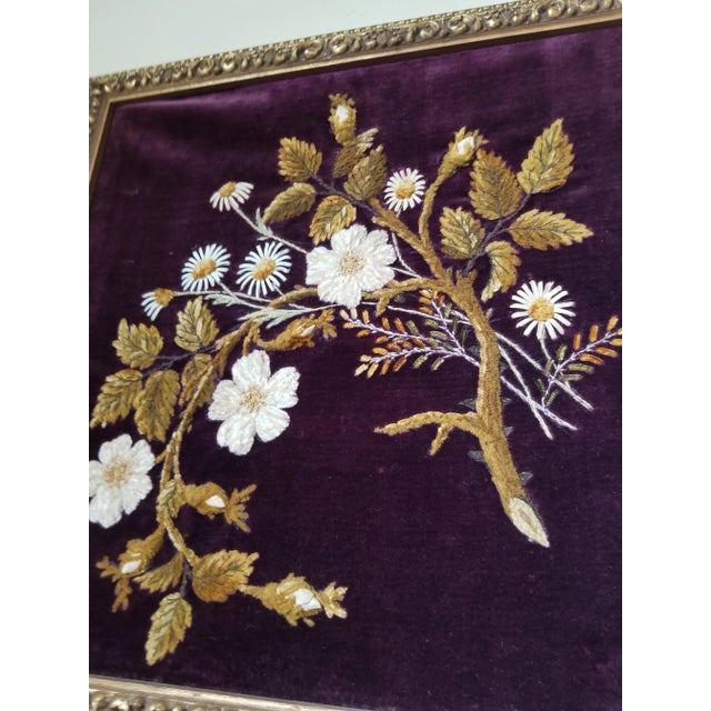 Pretty pair of antique Victorian needlework floral panels that have been framed in newer giltwood frames. One is 18 by 22"...