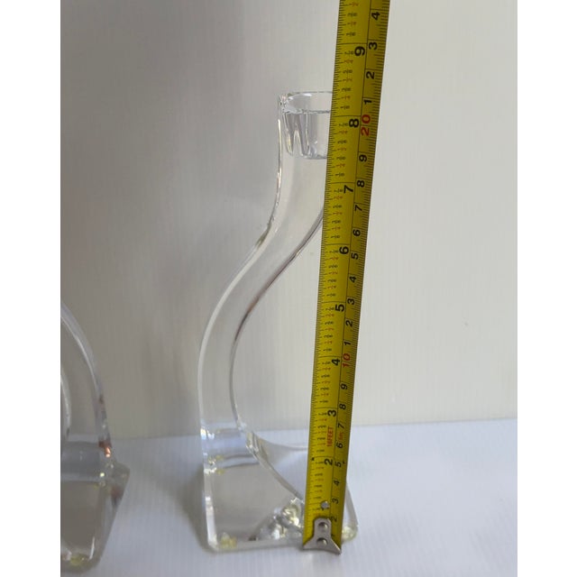 1980s Nachtmann Germany Vintage 1980s Elegant "Duetto" Crystal Carved 8" High Candleholders Set of Two(2) For Sale - Image 5 of 18