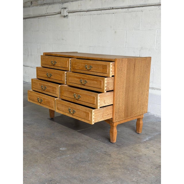 1960s Oak in Style of Henning Kjærnulf Lowboy Wooden Dresser Lowboy Storage Chest Mid-Century Modern Denmark 1960s For Sale - Image 5 of 10