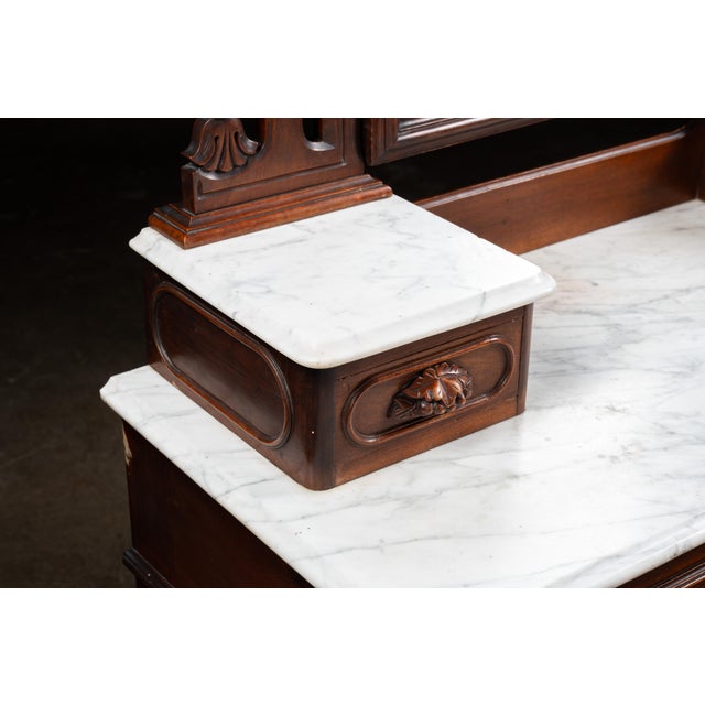 Antique American Victorian Walnut Marble-Top Dresser With Mirror For Sale - Image 11 of 18