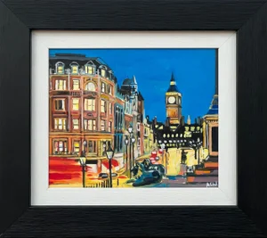 Original Painting of Big Ben From Trafalgar Square in London a Miniature Study by Contemporary Artist, 2019