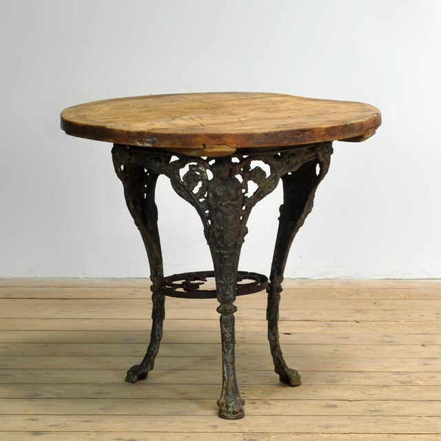 Cast Iron Garden Table with Pine Top, 1890 For Sale - Image 11 of 11