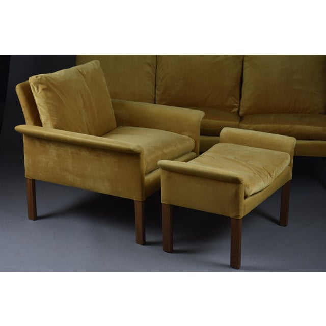 Model 500 Lounge Set in Yellow Velvet by Hans Olsen, Denmark, 1960s, Set of 3 For Sale - Image 11 of 13