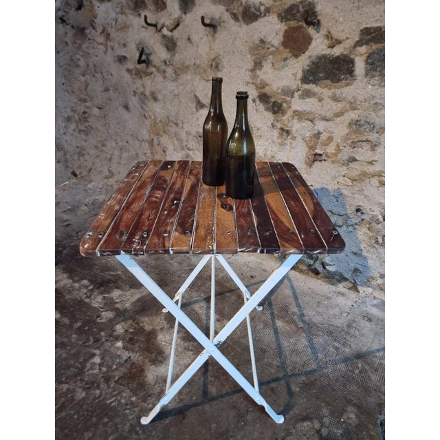 Brown Vintage Folding Bistro Table, 1950s For Sale - Image 8 of 16