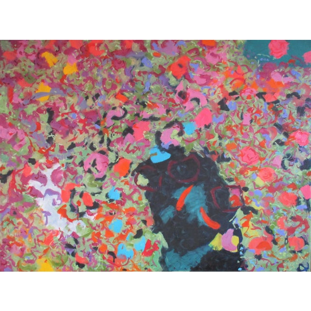 "Overgrown Garden Pond" Contemporary Abstract Expressionist Oil Painting by Phillip Alder For Sale