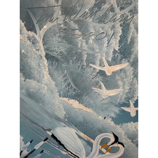 Gothic Signed Tim Dunham 2001 Fantasy Reverse Glass Painting-Mating Swans For Sale - Image 3 of 7