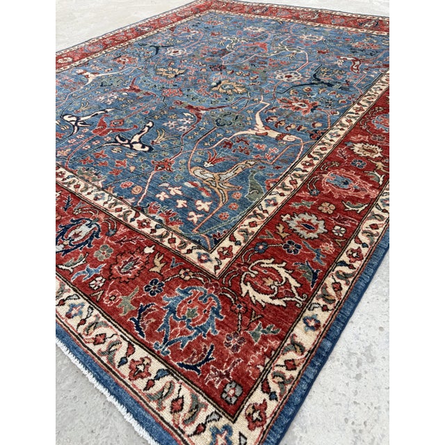 Vintage Blue Persian Sultanabad Hand-Knotted Rug, 10'00 X 14'00 For Sale - Image 4 of 9