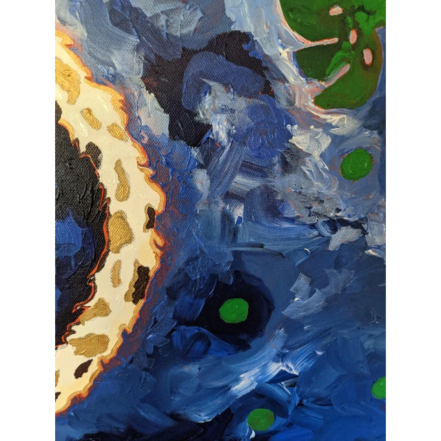 Contemporary Expressionist Whimsical Abstract Acrylic Painting of a Big Cat on Canvas For Sale - Image 10 of 12