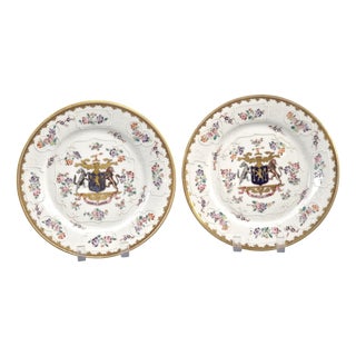 Armorial Porcelain Plates from Edmé Samson & Cie, 1890, Set of 2 For Sale