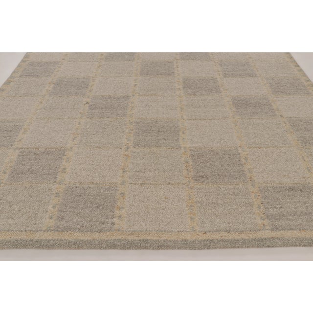 Mid-Century Modern Contemporary Scandinavian Style Checkered Grid Wool Rug by Rug & Kilim, India For Sale - Image 3 of 10