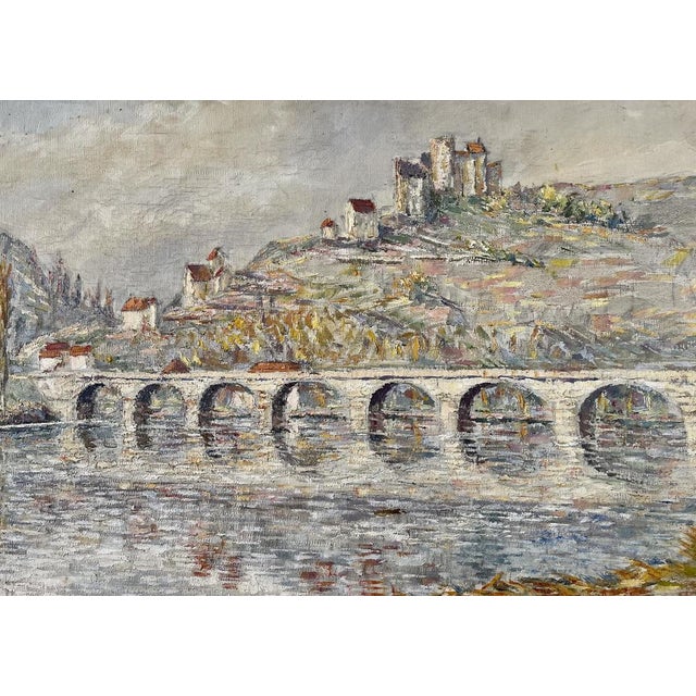 "Castelnaud Castle Overlooking the River" This impressionist painting take over the castle and the Pastelnau bridge in...