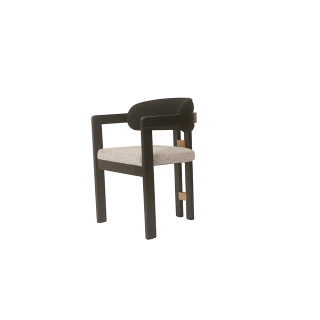 Conan Wood Dining Armchair Chair in Black and White For Sale - Image 9 of 12