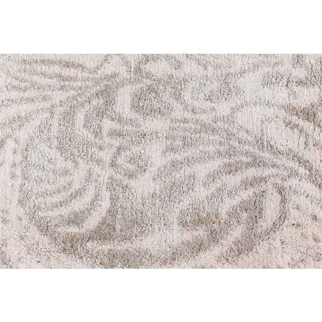 Contemporary Damask Tonal Arabesque Gray With Taupe Silk Carpet "Hush" For Sale - Image 4 of 11