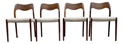 Model 71 Chairs in Walnut and Hallingdal Wool by Niels Otto Møller for J.L. Møllers, 1960s, Set of 4