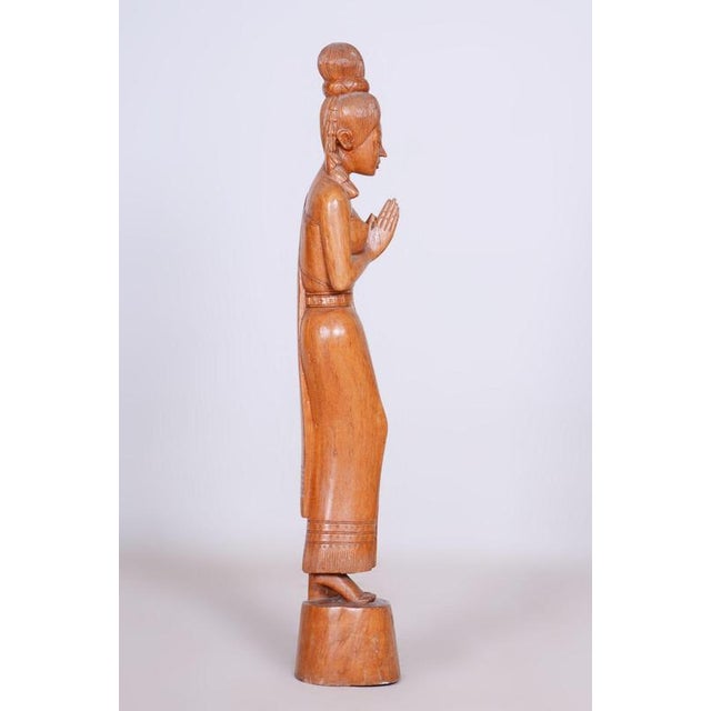 Vintage Asian Sculpture in Lacquered Wood, 1950s For Sale - Image 9 of 12